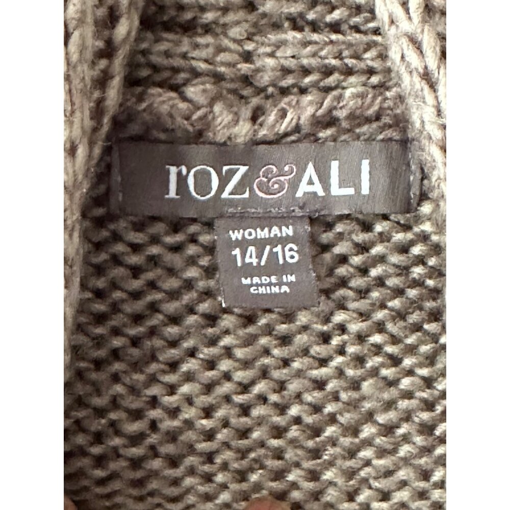 Roz & Ali Womens Crochet Knit Floral Vest 14/16 Wool Blend Sleeveless Open Front - Picture 3 of 10